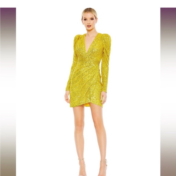 Aleena for MAC DUGGAL 😍SEQUINED SHOULDER PAD COCKTAIL DRESS - Picture 3 of 6